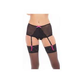 Shorty noir résille ouvert porte-jarretelles 